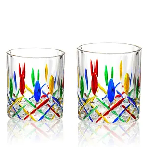 N14/21 vente en gros verre à whisky à l'ancienne couleur de murano arc-en-ciel verre à vin