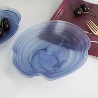 Assiette à fruits en verre à motif floral artistique effet éclaboussures d'encre, Bol à salade givré effet brume, Centre de table créatif pour la maison