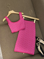 ADYABY Ensemble deux pièces de haute qualité pour femme, style bandage, sexy, avec gilet en jacquard tricoté et jupe moulante
