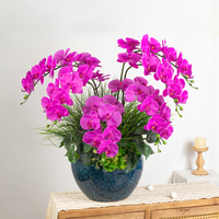Fleurs artificielles 9 têtes orchidée fruitée bleu violet Phalaenopsis toucher réel pour décoration mariage maison hôtel