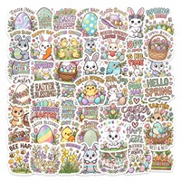 Baide – Lot de 50 autocollants adhésifs à thème Pâques, motif lapin et œuf de dessin animé, pour le carnet de notes du Festival du Printemps