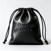 Sac à cordon en PU avec logo personnalisé en relief, pochette à bijoux en cuir souple de luxe, petit sac cadeau, emballage cosmétique, taille et couleur personnalisées