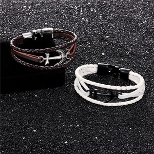 Silver Plated Anchor Wrap <b>Bracelet</b> Unisex Braided PU Leather Classic Fashion Jewelry Gift For Men Women - Product Image 5