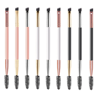 Pinceau à sourcils plat fin synthétique à double extrémité beauté personnalisé Spoolie de cils séparateur de cils poignée de peigne à sourcils crayon à sourcils usagé