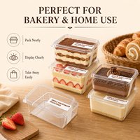 Boîte d'emballage transparente jetable pour dessert au tiramisu, mousse en couches, lait de soja, 280 ml