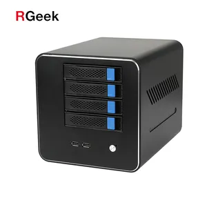 RGeek لوحة تحكم رئيسية ITX مصغر DC 12V PC NAS الكمبيوتر 4 خليج 3.5 "HDD J1900 USB3.0 * 2 USB2.0 * 2 خادم سحابة