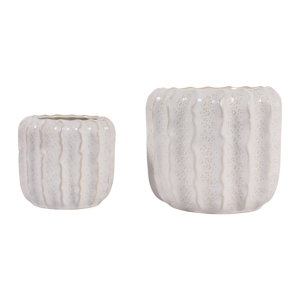 Vasi in ceramica a coste con design testurizzato per piante da interno ed esterno, set di vasi per succulente - Product Image 6