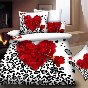 Hot Bán 100% Sợi Nhỏ 3D Rose Thiết Kế In 100% Sợi Nhỏ Duvet Cover Bed Sheet Và Bộ Đồ Giường Đặt Trong Giá Tốt