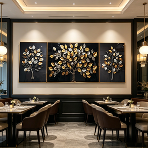 Custom 3 Panel <b>Framed</b> Wall Art Golden Money Tree Abstract Print <b>for</b> Living Room Crystal Porcelain <b>Painting</b> LED Home Decor - Product Image 1