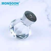 Poignées de tiroir de cuisine moderne, de chambre à coucher, de commode, d'armoire, en alliage de zinc, en cristal, en verre, fantaisie, forme de diamant clair, trou unique