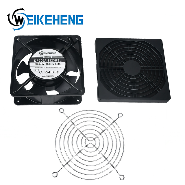 Industrial Cooling Fan 3-in-1 Kit High Airflow 12038 220-240V AC Axial Fan with Metal Grille Dust Filter Inverter Cooling Fan