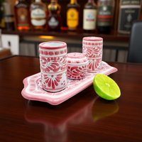 Ensemble de verres à shot tequila talavera roses faits à la main