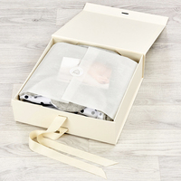 Boîte de rangement pour bébé en papier pliable avec aimant personnalisé, vide, avec ruban, pour vêtements de nouveau-né, souvenir