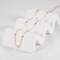 Collier avec pendentif en perle véritable ronde de 3 à 4 mm, plaqué or 18 carats PVD, chaîne en argent 925