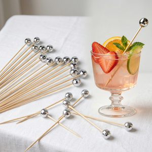 100 Stuzzicadenti Decorativi in Bambù Argentato da 12cm <span class=keywords><strong>per</strong></span> Cocktail, Ideali <span class=keywords><strong>per</strong></span> <span class=keywords><strong>Compleanni</strong></span>, Matrimoni e Feste - Product Image 3