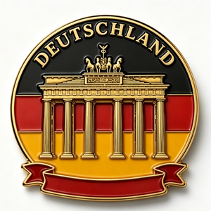 Badge souvenir en alliage de zinc plaqué or, émail dur circulaire, Porte de Brandebourg, Allemagne - Product Image 4