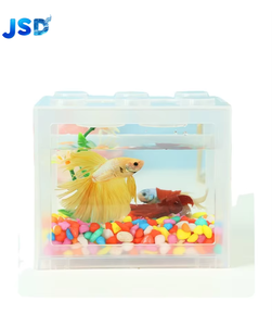 Aquarium moderne en plastique acrylique JSD Wholesale de 1 L, mini aquarium pour betta, table basse de bureau portable, accessoires avec éclairage LED - Product Image 1