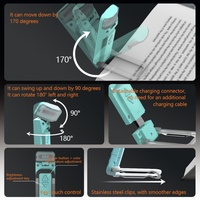 Lámpara de Lectura LED Portátil, Plegable, Pequeña, Recargable por USB, con Clip, Conveniente y Cómoda para la Lectura en el Escritorio