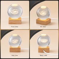 Boule de cristal gravée au laser 3D personnalisée avec base en bois carrée, lumière LED multicolore, cadeau personnalisé, décoration