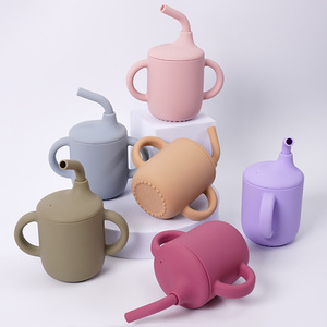 Tasse à bec verseur en silicone de qualité alimentaire pour bébé, avec poignées et bec en forme de bec de canard, plusieurs couleurs disponibles, tasse à boire en silicone souple, vente chaude - Product Image 3