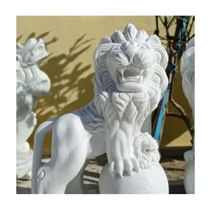 Garden life size stone carvings and sculptures animals outdoor marble stone lion sculpture