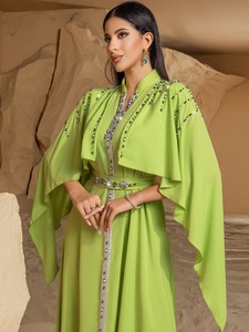 Nuevo Chal de Diamantes Cosido a Mano en Amarillo-Verde, Vestido Musulmán <span class=keywords><strong>para</strong></span> Mujer, <span class=keywords><strong>para</strong></span> Uso Diario y Festivo en el Medio Oriente - Product Image 2