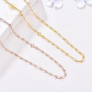 Collier pour femme en or véritable 18 carats, chaîne à maillons en forme de trombone, design de marque célèbre Xinfly - Product Image 3