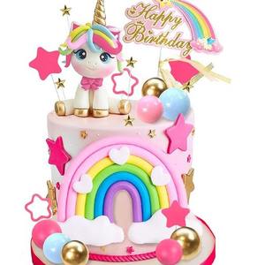 Ensemble de décoration de gâteau d'<span class=keywords><strong>anniversaire</strong></span> <span class=keywords><strong>licorne</strong></span> nuage arc-en-ciel ornements enfichables pour la remise des diplômes de la fête des pères saint valentin pour gâteau <span class=keywords><strong>Amazon</strong></span> - Product Image 3