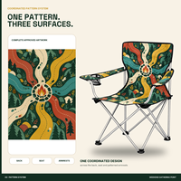 Chaise pliante portable robuste avec accoudoirs, porte-gobelet et motif logo personnalisé pour les rassemblements en plein air