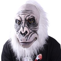 Masque de singe intégral en latex, costume de déguisement d'animal primate (chimpanzé, singe) pour Halloween, Noël, anniversaire, mascarade, effrayant et amusant
