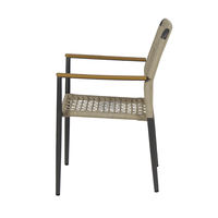Chaise de salle à manger d'extérieur moderne et commerciale, empilable, en aluminium et corde tressée, résistante à l'eau, pour cour et patio