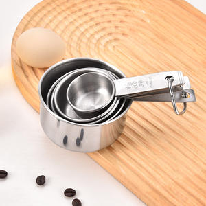 Ensemble de tasses à mesurer en acier inoxydable, 5 pièces, double échelle, outil de cuisine pour la pâtisserie, résistant à la chaleur, cuillère ronde pour café, lait en poudre - Product Image 1