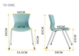 Modern <b>Light</b> Blue Plastic Dining Chair with Metal Legs Stackable Durable & Waterproof Minimalist Design for Home Kitchen Use - Product Image 2