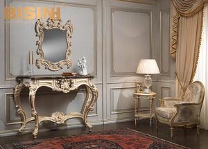<span class=keywords><strong>Consolle</strong></span> <span class=keywords><strong>e</strong></span> Specchio da Corridoio in Legno con Foglia d'Oro, Mobili Antichi di Lusso - Product Image 2