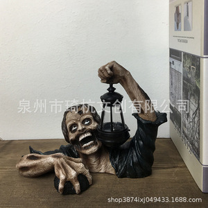 Linterna de Resina con Forma de Zombie, Funciona con Pilas, Decoración de Halloween, Adorno de Escritorio para Interiores, Figura Artesanal - Product Image 2