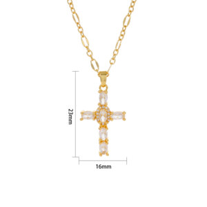 Collar con Colgante <span class=keywords><strong>de</strong></span> Cruz <span class=keywords><strong>de</strong></span> Cobre Chapado en Oro, Joyería <span class=keywords><strong>de</strong></span> Moda al por Mayor OAHLAN, para Mujer, <span class=keywords><strong>Compromiso</strong></span>, Boda, Fiesta - Product Image 6
