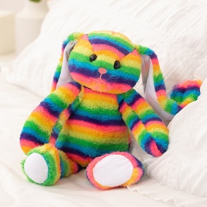 Cartoon <strong>Rainbow</strong> Striped Rabbit Plush Toy Easter <strong>Bunny</strong> Children's Comfort Stuffed Animal with PP Cotton Filling - Product Image 6