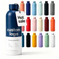 Bouteille d'eau en acier inoxydable à double paroi isolée sous vide de haute qualité avec logo personnalisé 500 ml 750 ml, toucher doux, petite ouverture