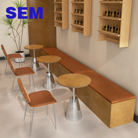 Sedia in legno all'ingrosso SEM, tavolo in compensato marino, panca in legno per ristorante, caffetteria, gelateria, arredamento per sala da pranzo