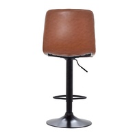Tabouret de bar moderne en cuir PU avec design de coutures ajustables, pivotant à 360° avec base noire et repose-pieds, idéal pour salle à manger, salon et hôtel