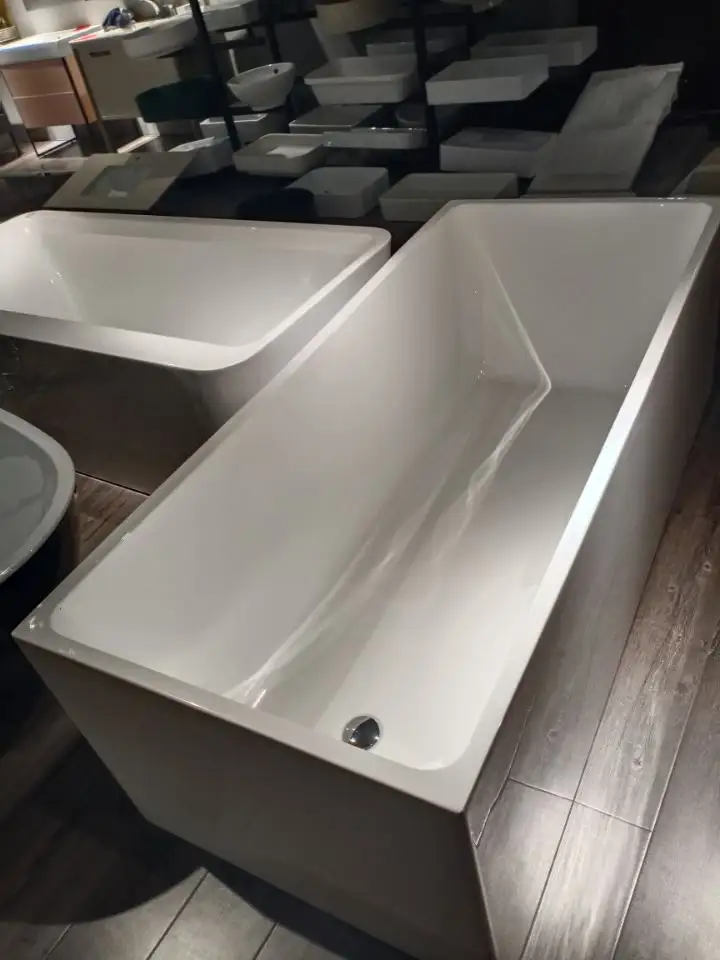 Hand Polishing acrylic Bathtubs free standing bathtub Bath Tubs square matte white bathtub