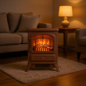 Chimenea Eléctrica con Calefactor de 1500W, 5000-9999 BTU/h, Efecto de Llama Realista, Calefacción para el Hogar, Montaje en Suelo, Construcción Metálica - Product Image 2