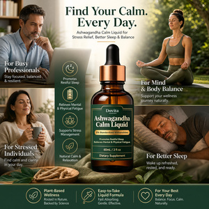Ashwagandha Calm Liquid Dietary <b>Supplement</b> 5% Standardized Withanolides <b>Herbal</b> Drops OEM Private Label - Product Image 3