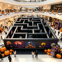 Grande maison gonflable de labyrinthe hanté pour Halloween, en PVC imprimé sur mesure, installation facile pour événements commerciaux extérieurs et jardins