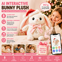 Jouet en peluche interactif intelligent AI Lapin Parlant Compagnon Émotionnel pour Enfants Tissu Doux Yeux LED en Cristal Voix Noël