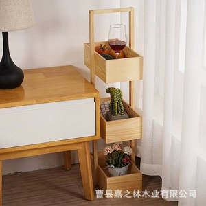 Solid Wood Storage Rack 3 Tier Standing Multipurpose Living Room <b>Bedroom</b> Organizer Display <b>Shelf</b> - Product Image 3