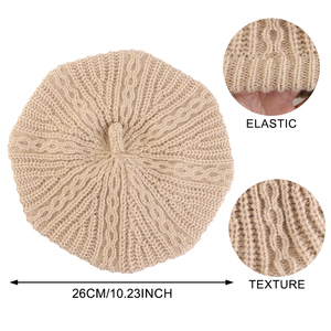 Gorro de punto holgado <span class=keywords><strong>para</strong></span> mujer, estilo francés, suave, de color liso, gorro tipo boina, gorro de punto ligero, gorro de artista - Product Image 5