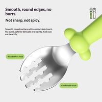 Vaisselle pour enfants sans BPA en gros, outils d'apprentissage de la nourriture écologiques pour enfants, ensemble de fourchette et cuillère pour bébé en acier inoxydable 316