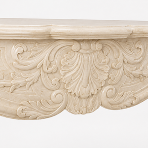 Chimenea tradicional de mármol con tallado ornamentado, de mármol amarillo brillante, para interiores, con estufa de leña para comedor. - Product Image 3