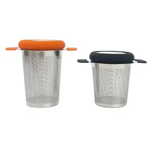 Infuseur à feuilles mobiles en acier inoxydable 304 avec double poignée et couvercle - Product Image 1